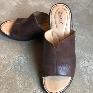 Born open toe leather slide on clogs